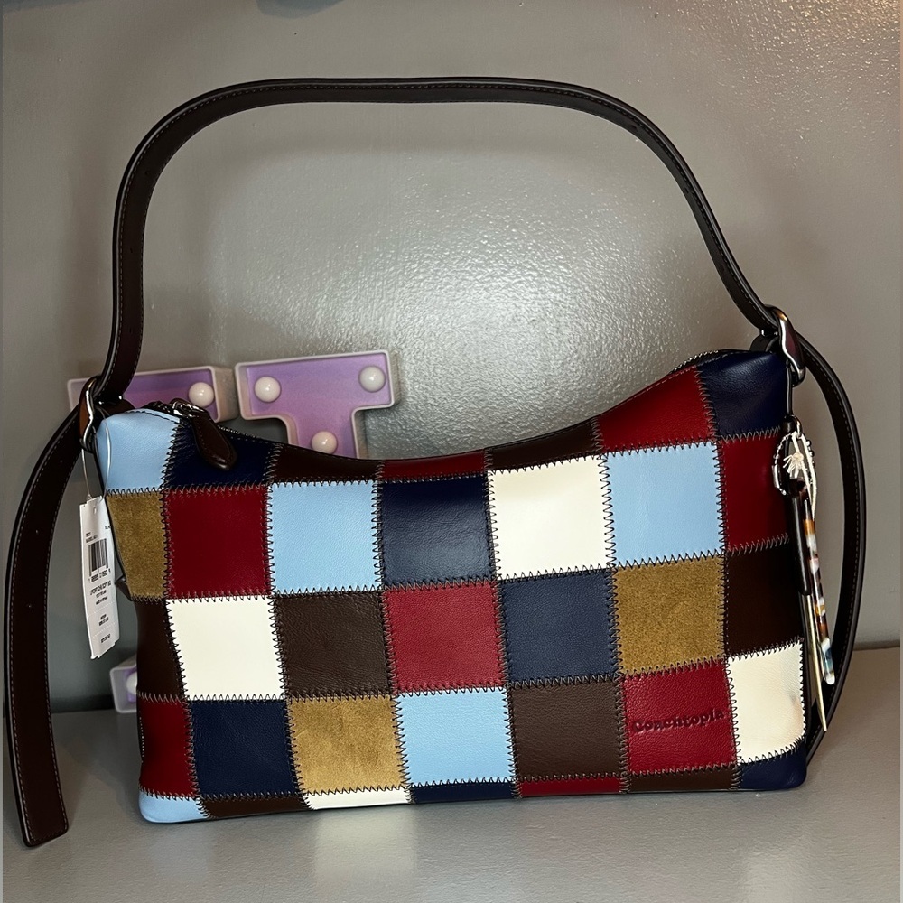 Coach Alter/Ego Shoulder Bag In Checkerboard Upcrafted Leather - Bluebell - Picture 5 of 10